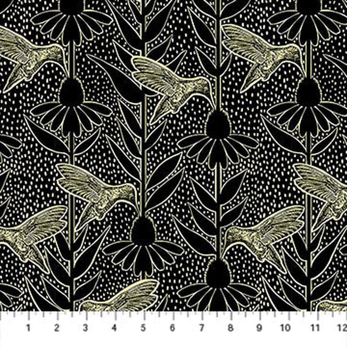 BLACK Humming, Indelible Ink by Anna Maria for Northcott Fabrics