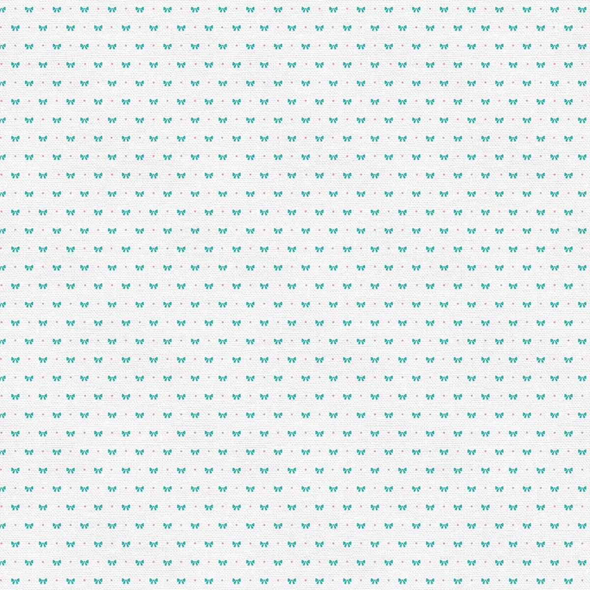Bows - Teal/White - Quilting Cotton - 15 Yard