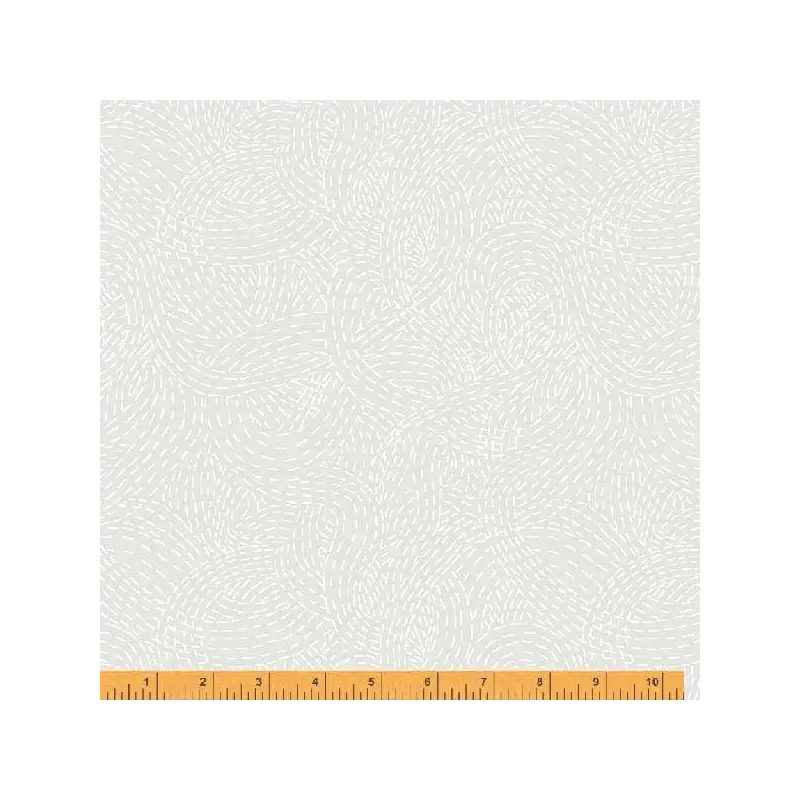 Crystal Whistler Studios 53291A-1 White On White Stitched Waves Cotton