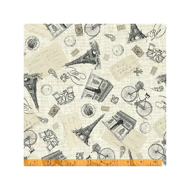 Fall In Love With Paris Pela Studio 53377-1 Linen Parisian Monuments High Density Cotton