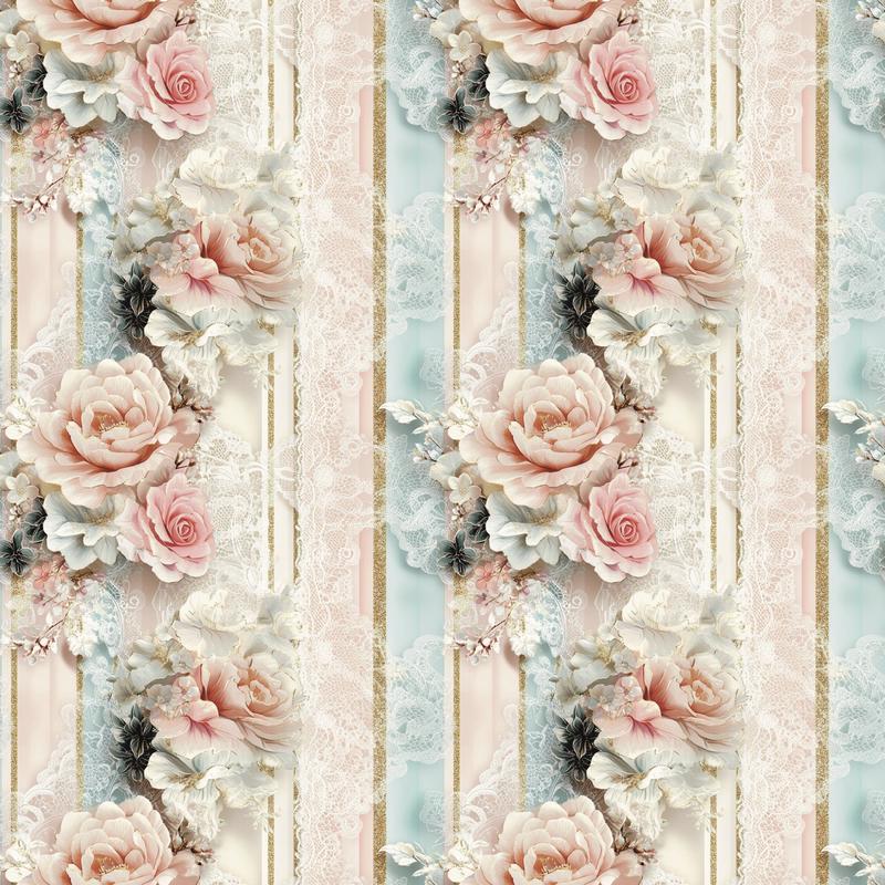 Floral Stripes Pattern 3 Quilting Cotton Fabric