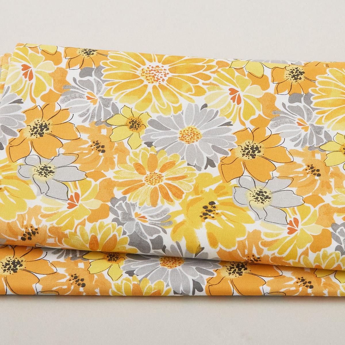 Mellow Yellow - Packed Flowers White 2 Yard Cut