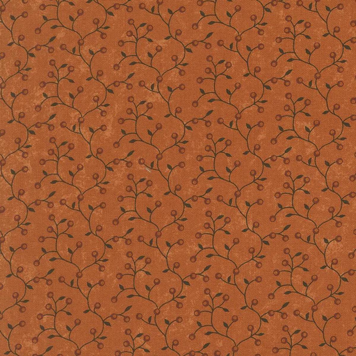 Moda Fabrics - Wheatland by Kansas Troubles Quilters - Vines With Berries - Burnt Orange - Yardage