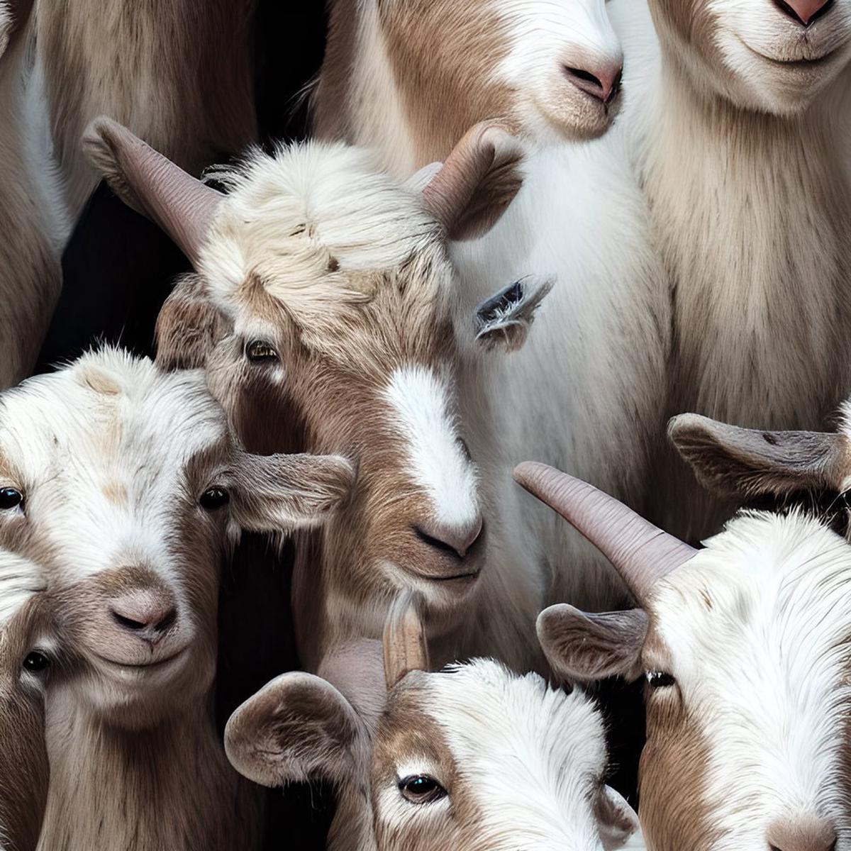 Realistic Packed Goats Pattern 3 Fabric