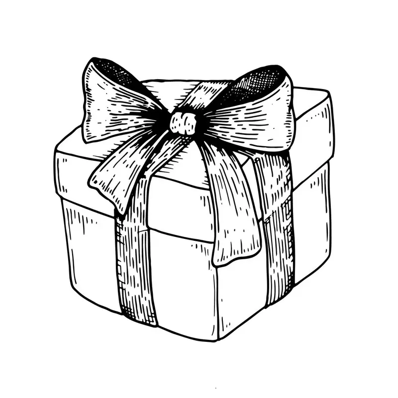 Sketched Birthday Party Square Present Fabric Panel - Black/White