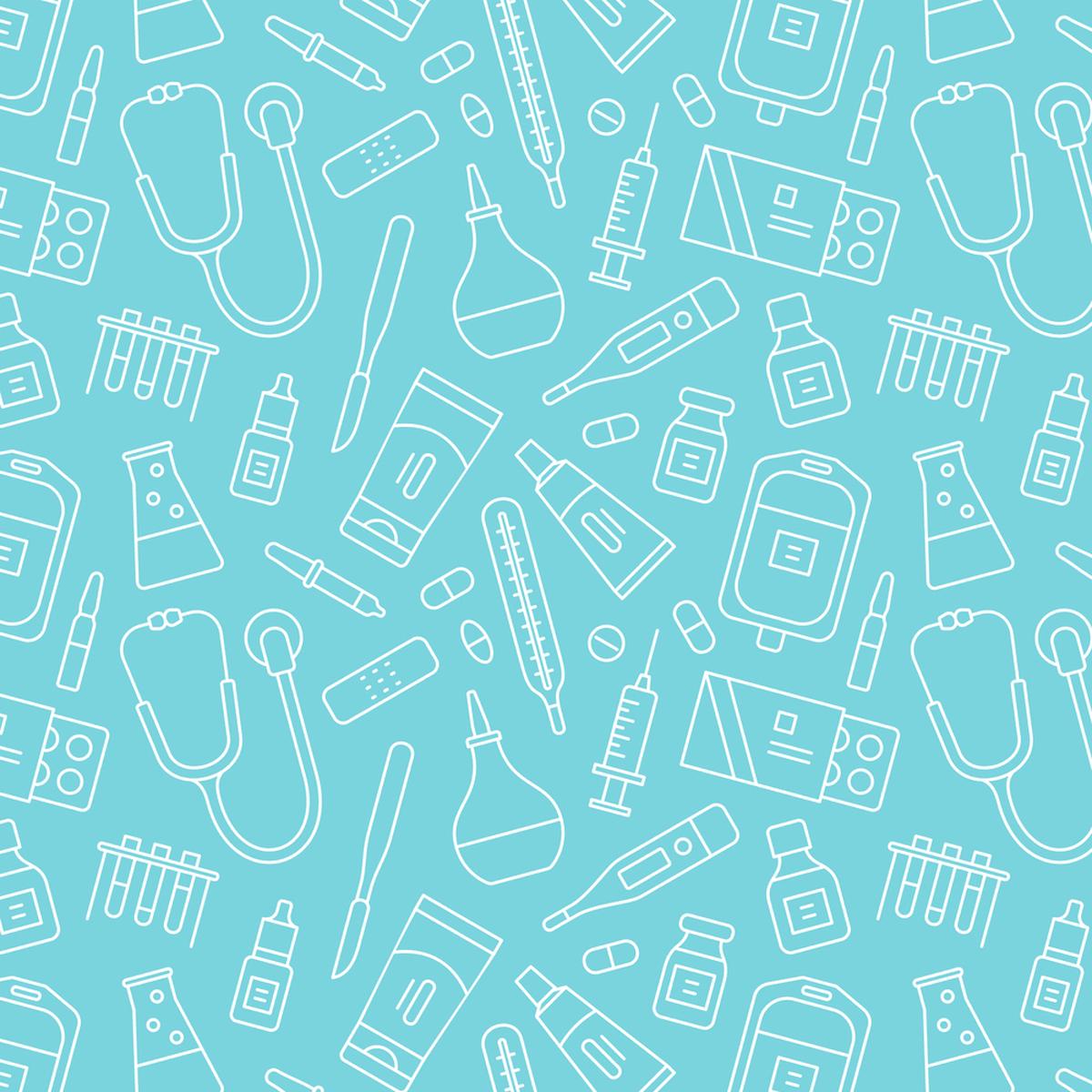 Tools Of Health Care Fabric - Blue