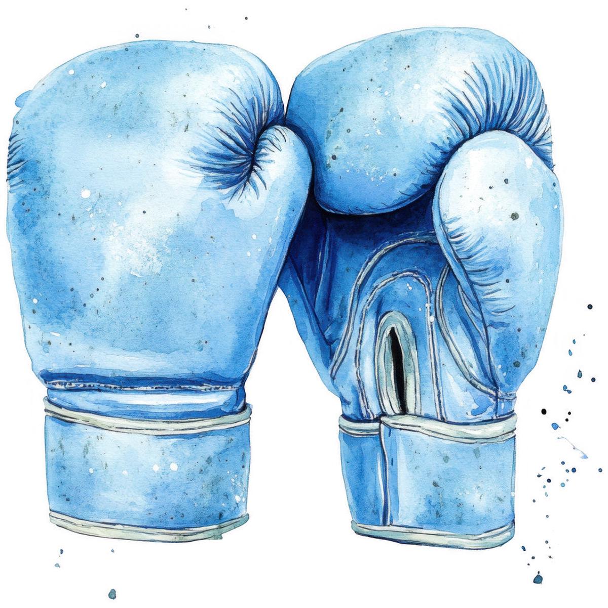 Watercolor Boxing Fabric Panel 22