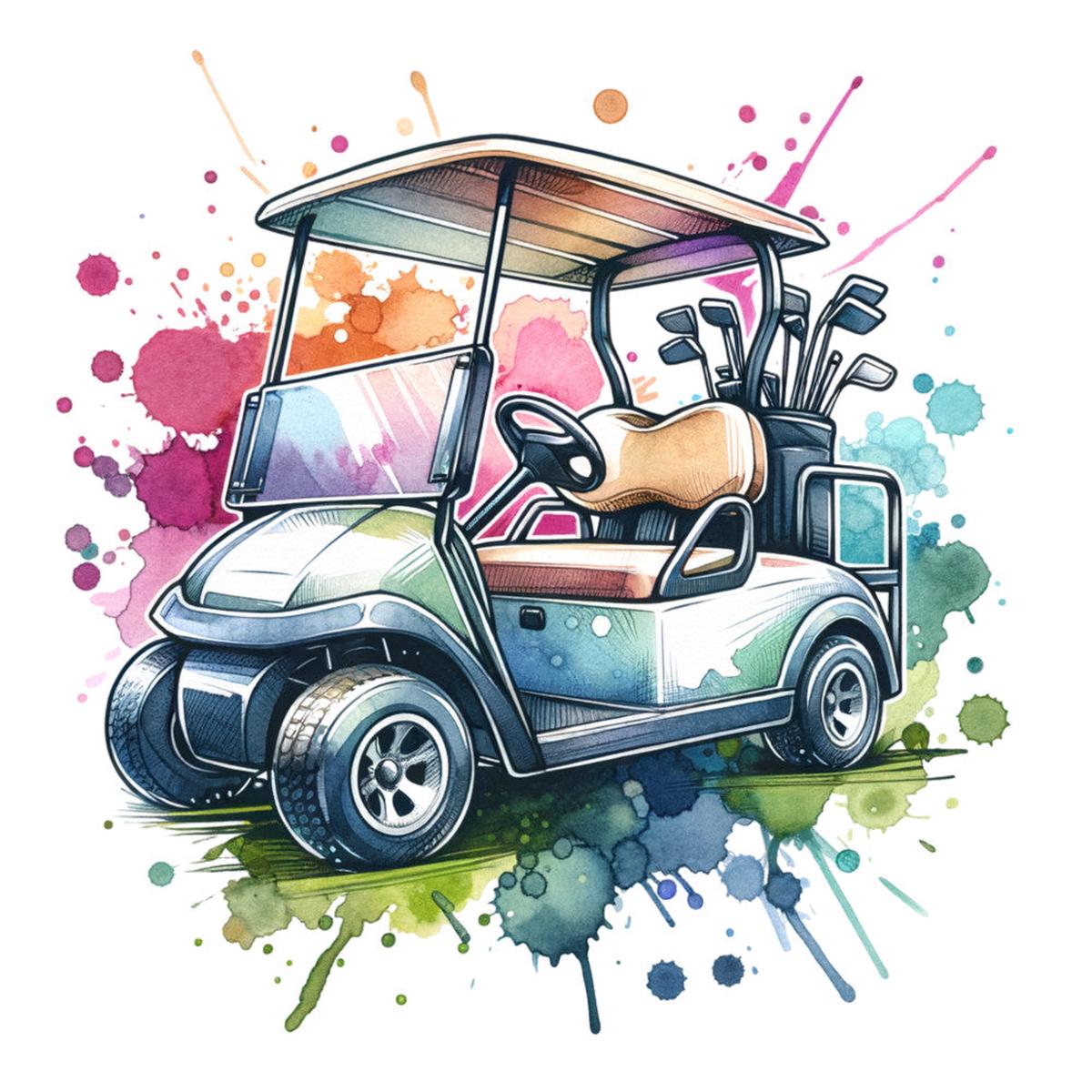 Watercolor Golf Fabric Panel 4