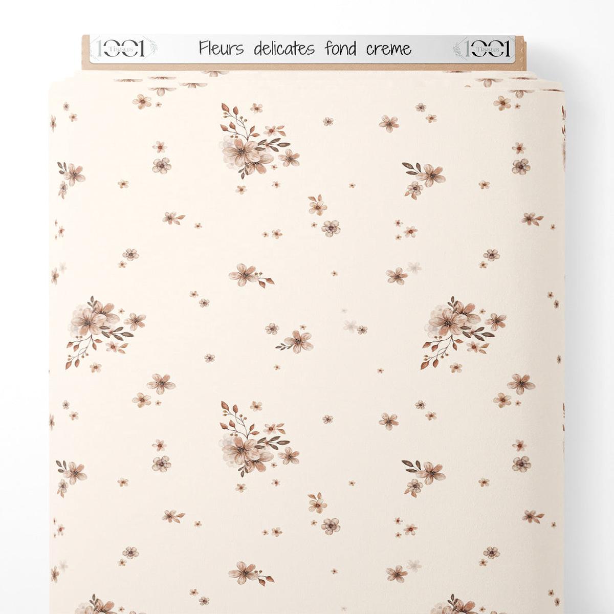 Tissu - Fleurs dlicates sur fond crme