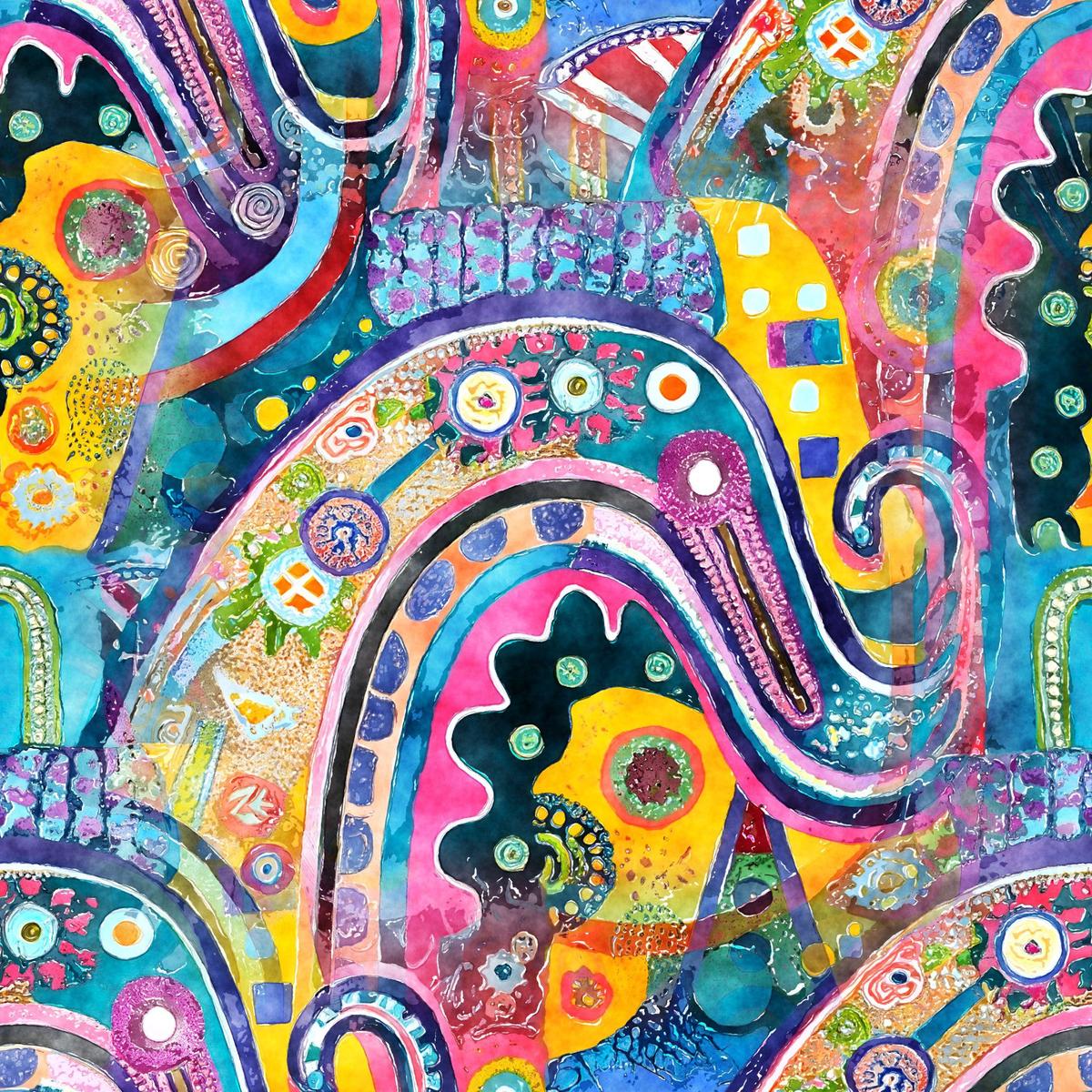 Watercolor Boho Patterns Pattern 5 Quilting Cotton Fabric
