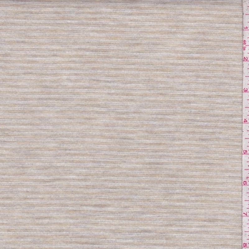 1 3/8 YD PC-Natural/Pearl Stripe Jersey Knit Fabric