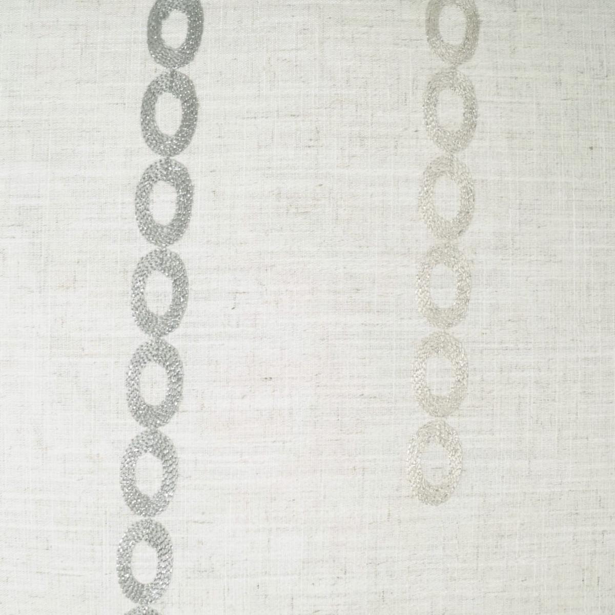D.V. KAP HOME 3482-YARD Links Fabric Embroidery, Transitional, Circular - Dots Silver, White - Links