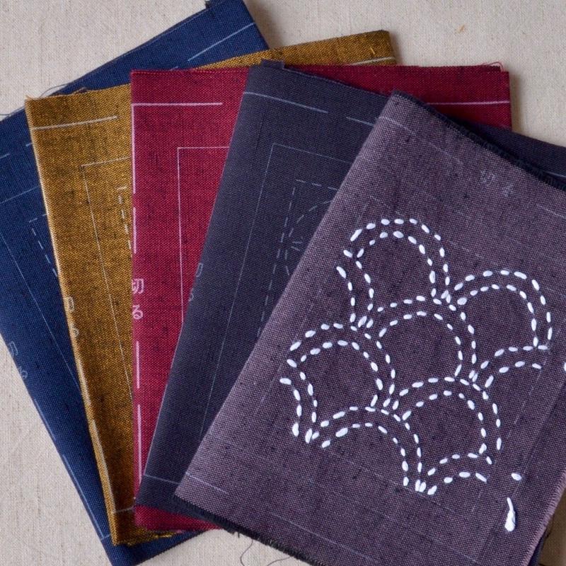 Five Smoked Purple Sashiko Coasters