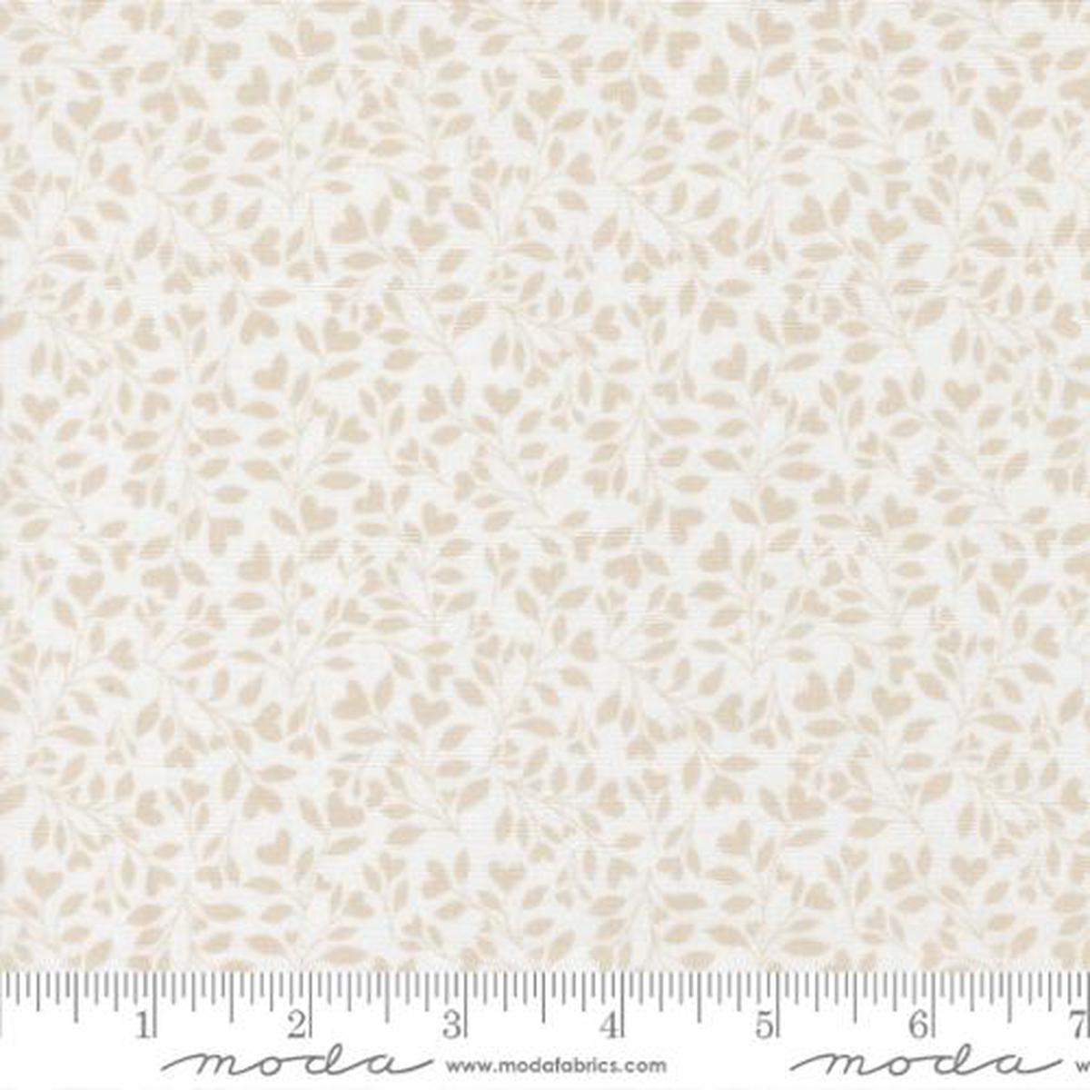 Hearts and Leaves in Linen White Stone -- Abide by Brenda Riddle Designs for Moda Fabrics