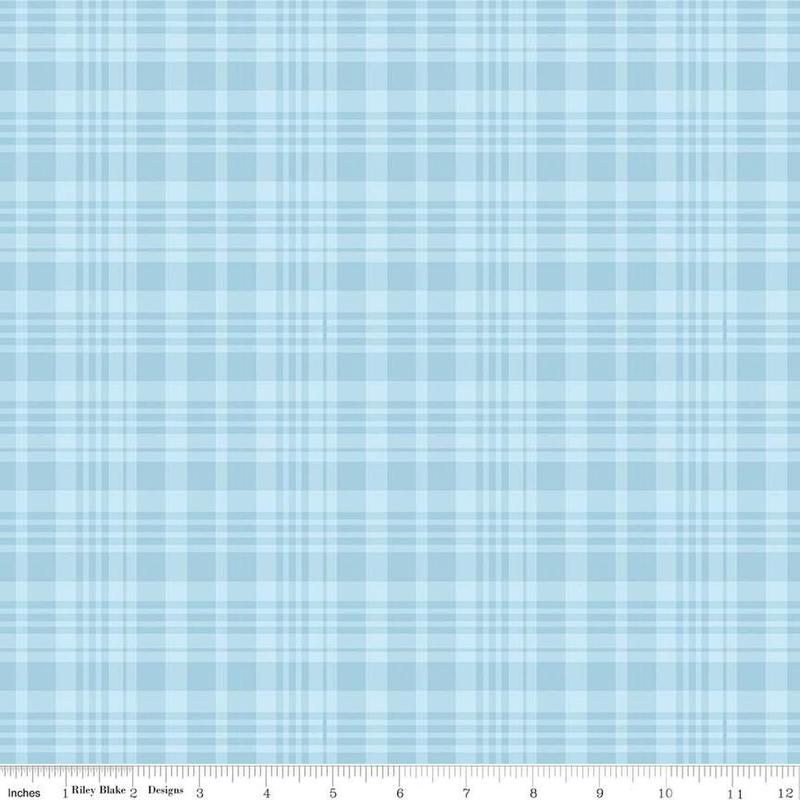 Fabric Riley Blake Blue Plaid Winnie the Pooh by the Quarter Yard C17005-BLUE