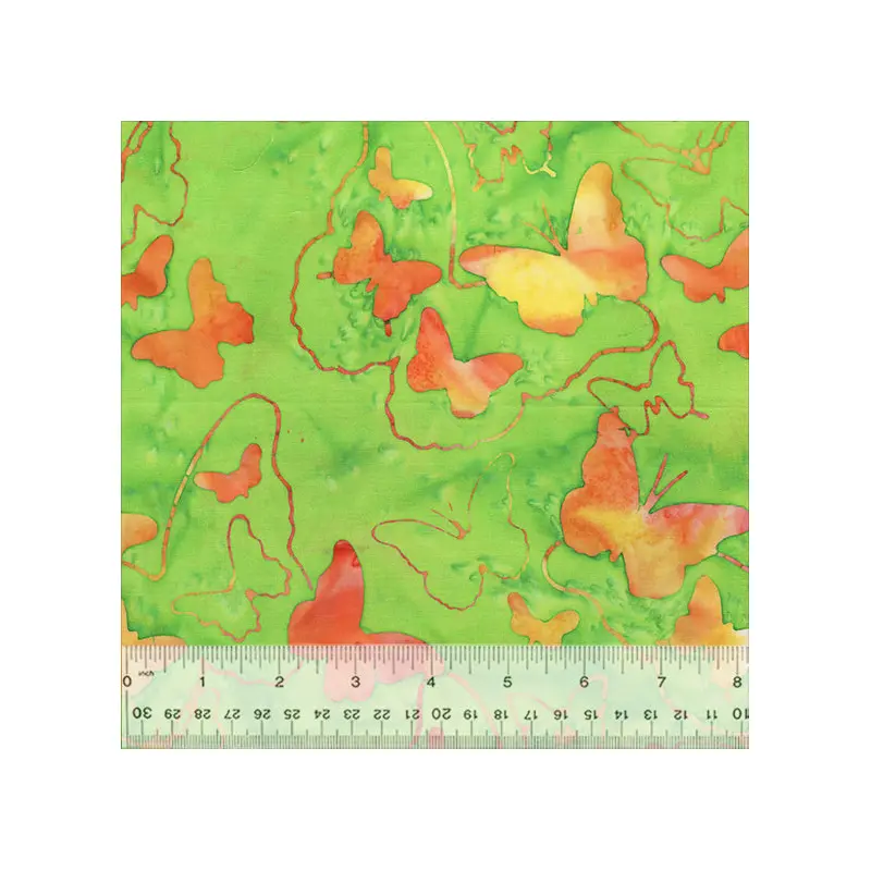 JDJ - Sunset Sky Jacqueline de Jonge 3537Q-X Green Butterflies Batik Cotton