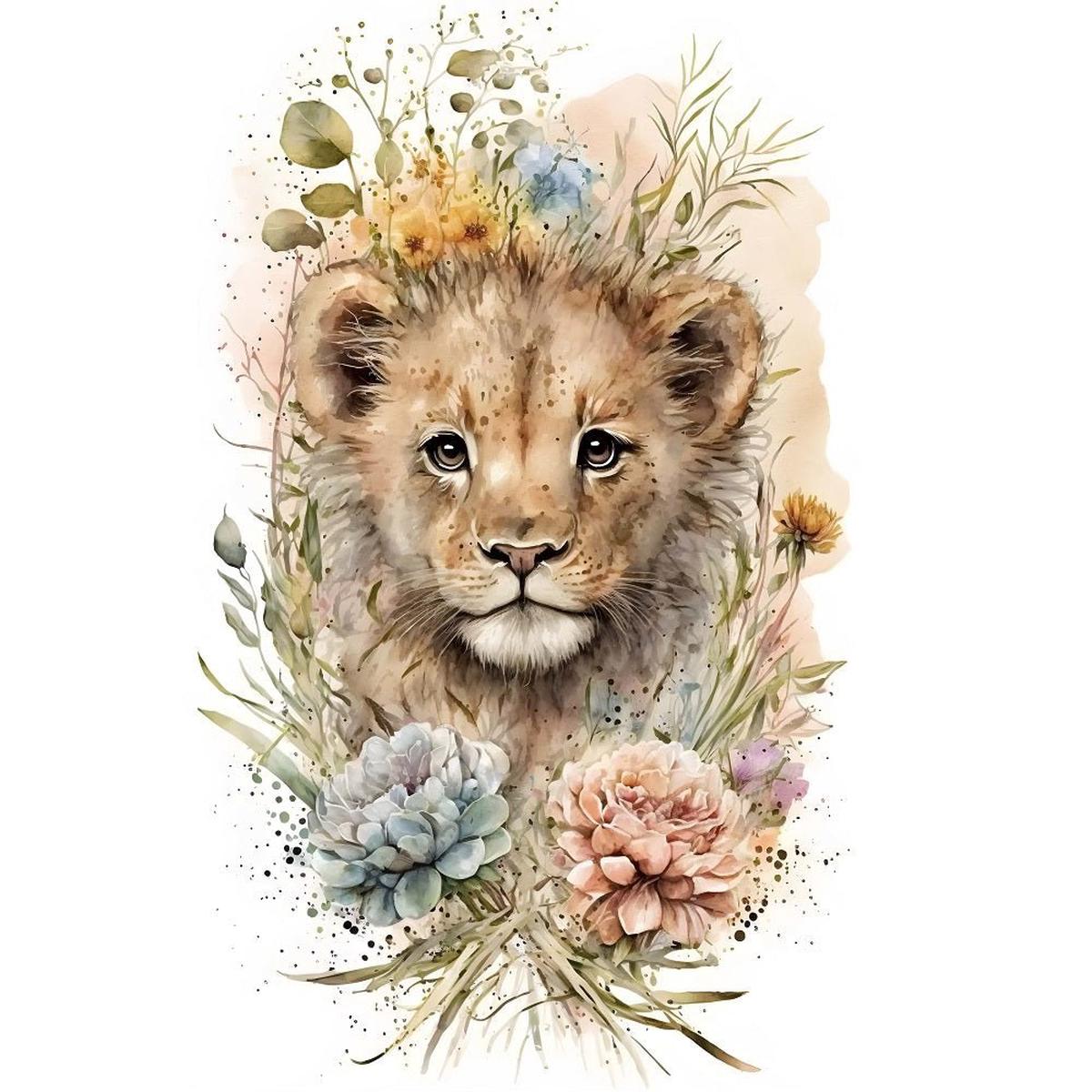 Nursery Baby Lion Fabric Panel