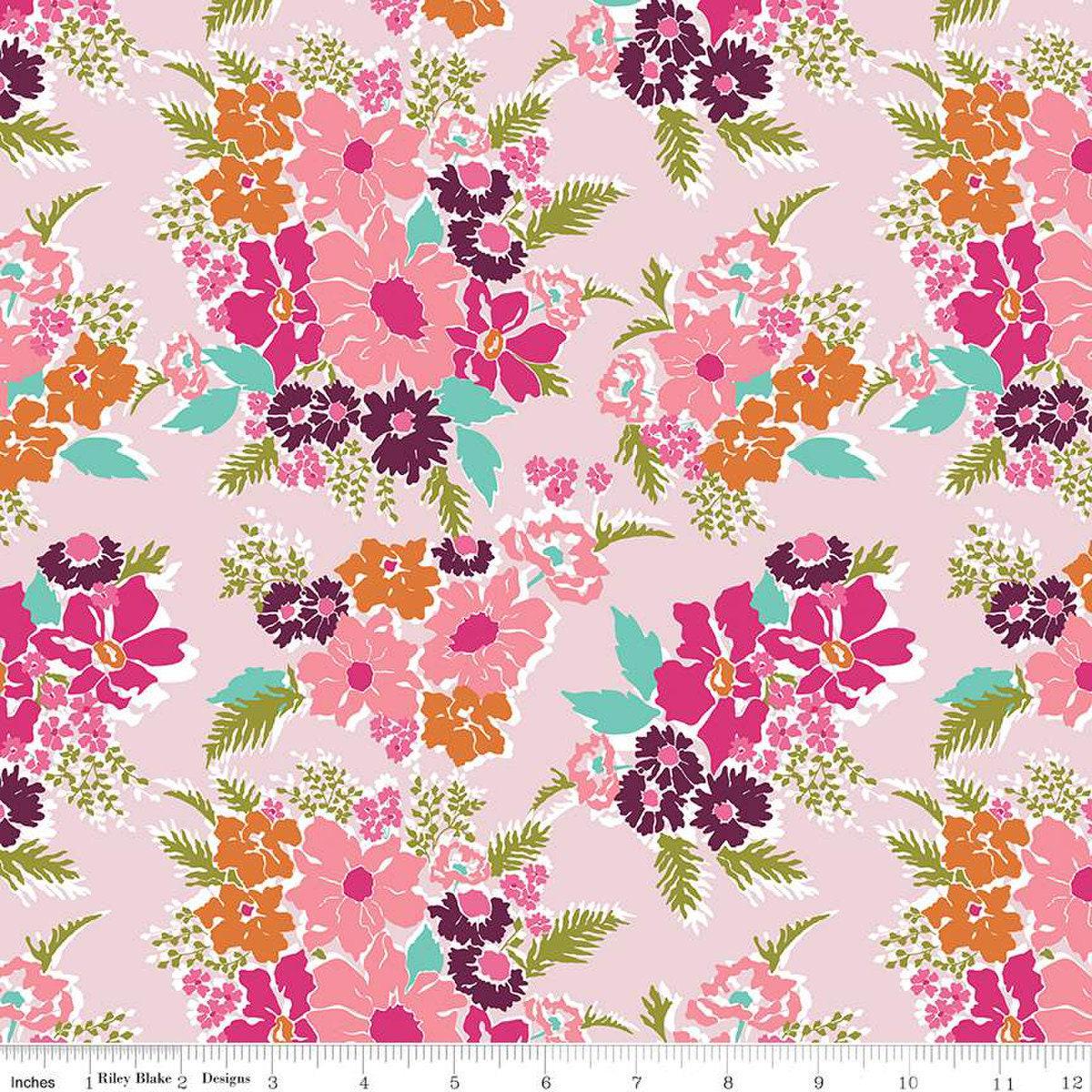 SALE Flower Farm Main C13980 Pink - Riley Blake Designs - Floral Flowers - Quilting Cotton Fabric