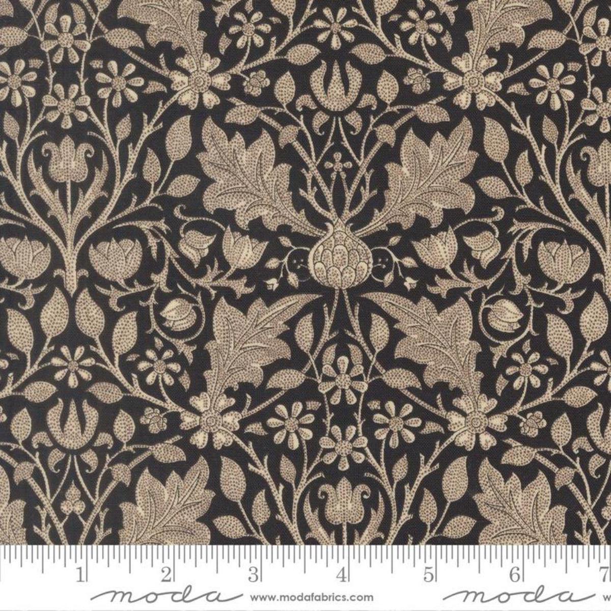 Triple Net Florals Ebony by Barbara Brackman