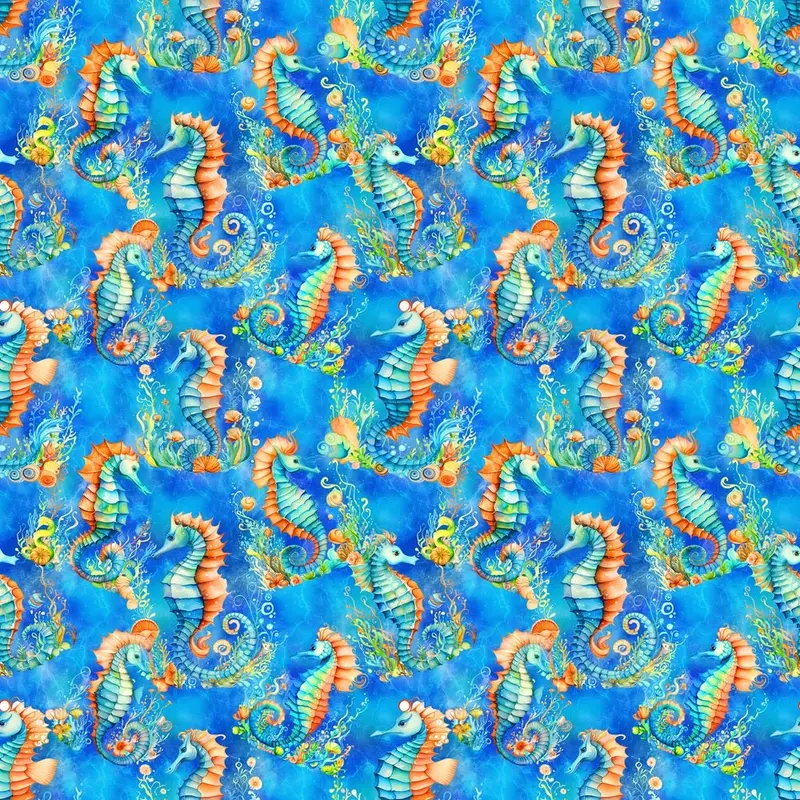 Vibrant Seahorse Fabric