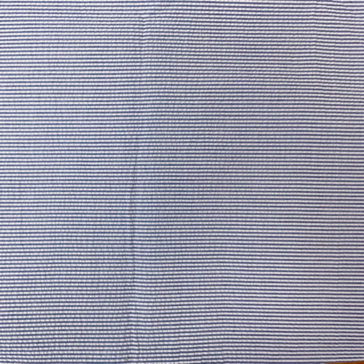 3 YD PC- Blue Seersucker Combed Cotton/ Polyester Remnant Fabric
