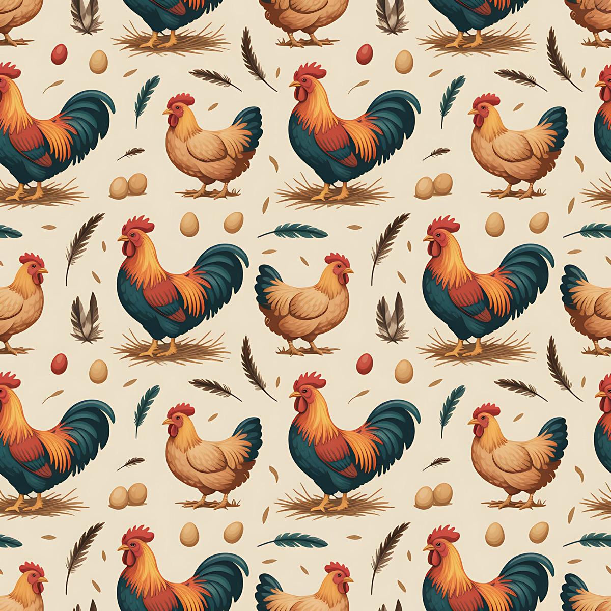 Chickens and Eggs Pattern 8 Quilting Cotton Fabric