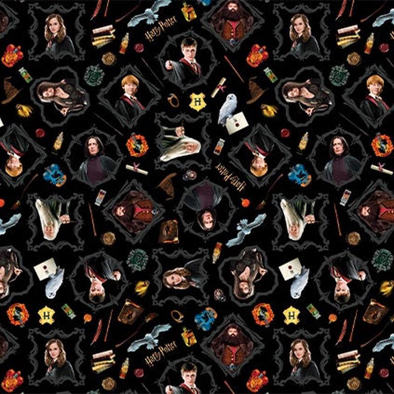 Fabric Benartex Black Magic Harry Potter 108" Wide Back by the Quarter Yard 15220W-12