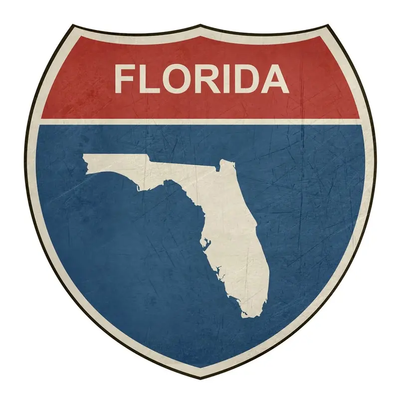 Grunge Highway Sign Fabric Panel - Florida
