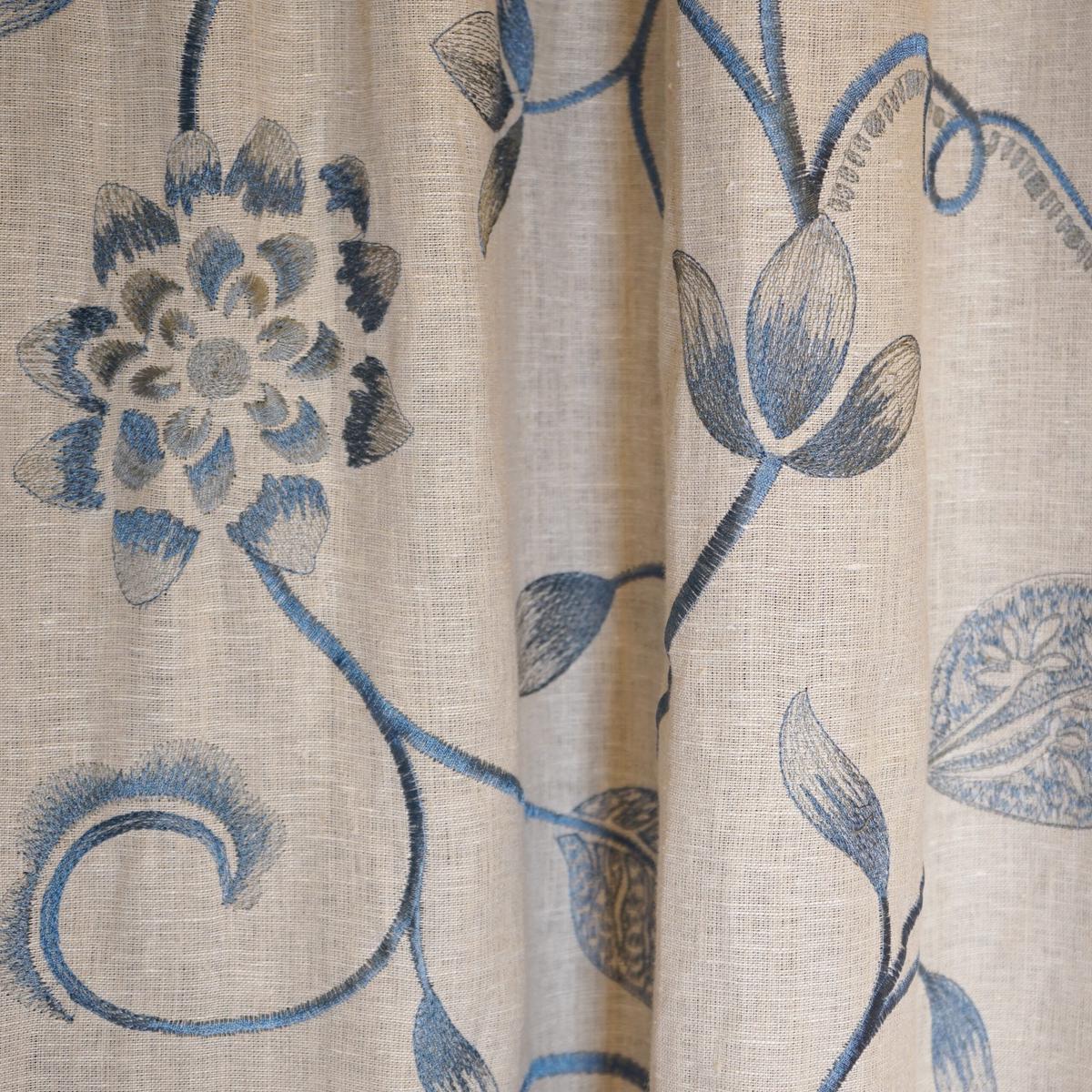 JF Fabrics JF Studio ZINNIA 64 Fabric Transitional,Floral Blue,Creme,Beige,Taupe Embroidery,Linen,Texture,Linen Texture - 5084564 SJ101
