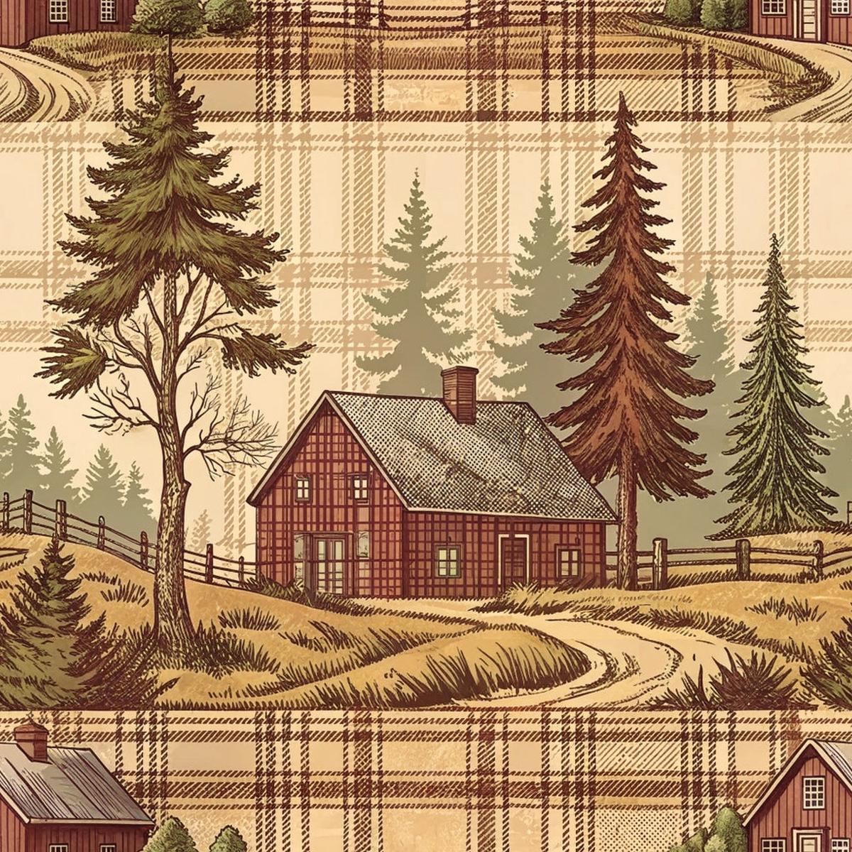 Rustic Country Farmhouse Plaid Pattern 6 Quilting Cotton Fabric