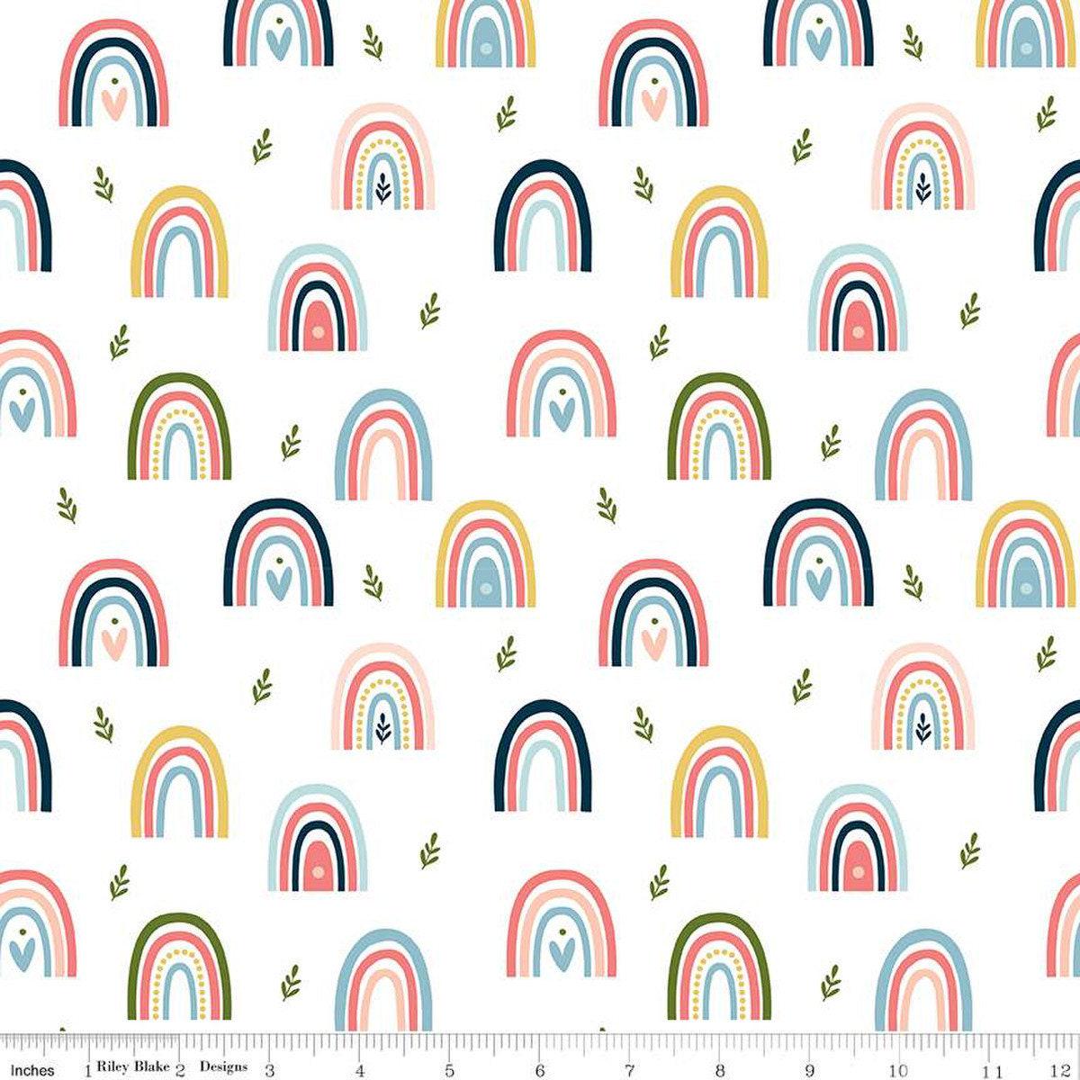 SALE Day in the Life Rainbows C13661 White - Riley Blake Designs - Quilting Cotton Fabric