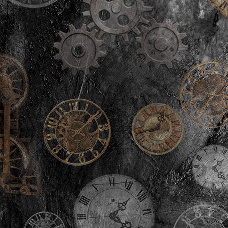Steampunk Express by Desiree's Designs Gear and Clock Toss    29068JK Cotton Woven Fabric