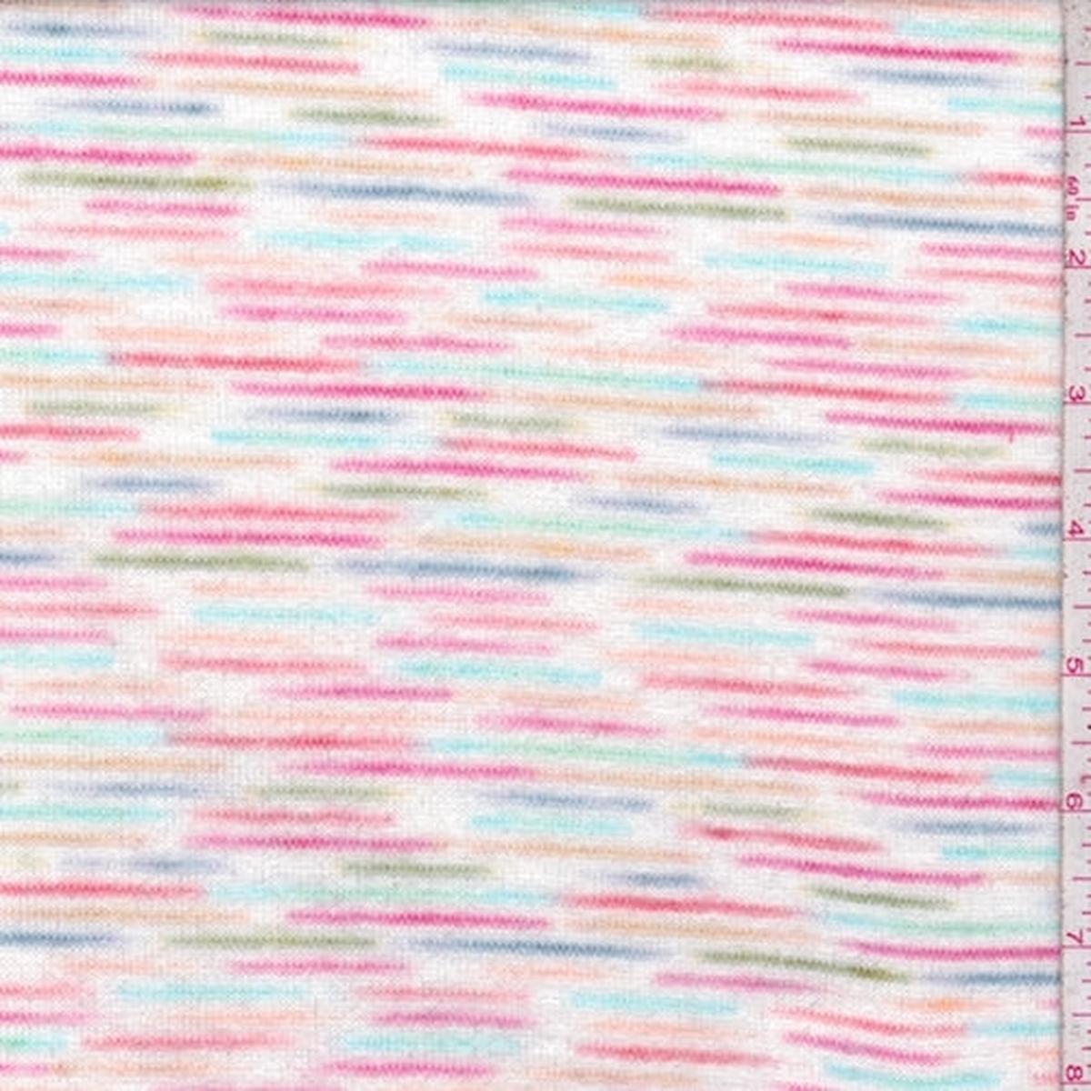 2 3/8 YD PC-White Multi Static Stripe Jersey Sweater Knit Fabric