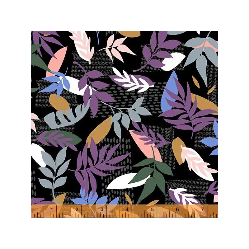 Blossom Whistler Studios 53185-7 Black Fun Foliage Cotton