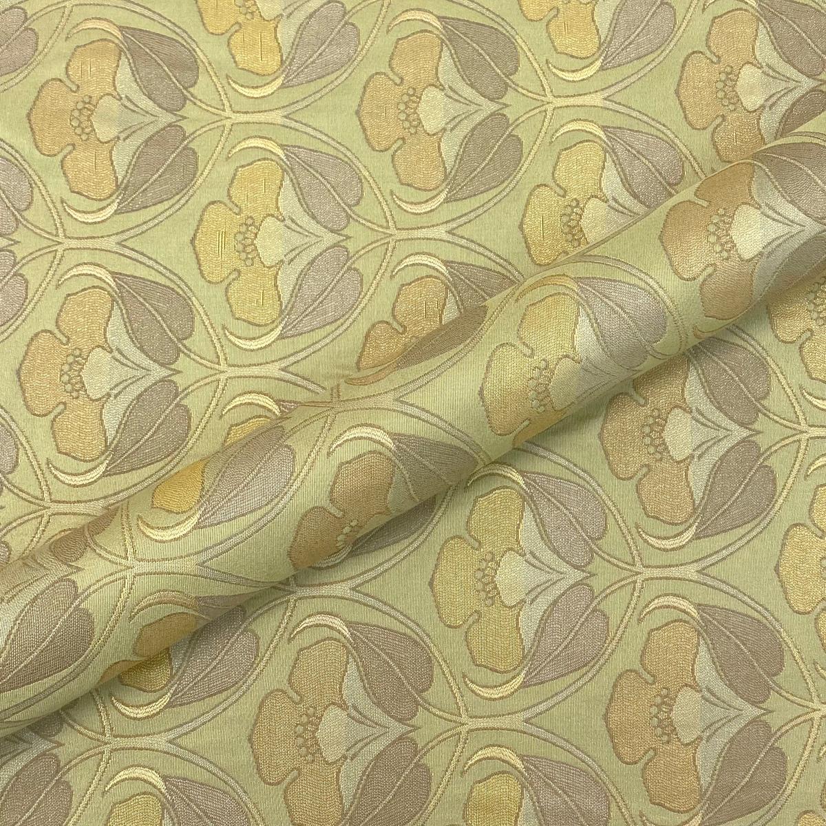 Chartreuse Floral Art Deco Jacquard Upholstery Fabric 56"