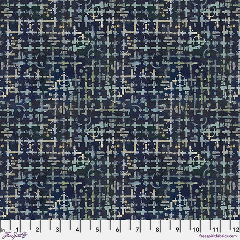 Fabric FreeSpirit Indigo Maze On Your Mark by the Quarter Yard PWSE043.INDIGO