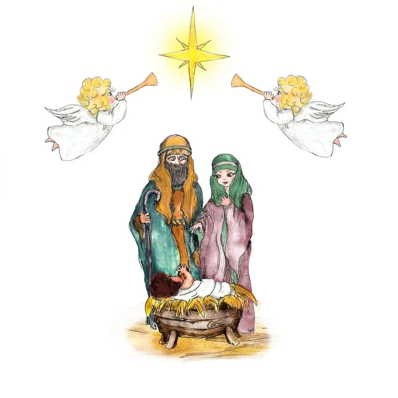 Hand Painted Nativity Scene Fabric Panel