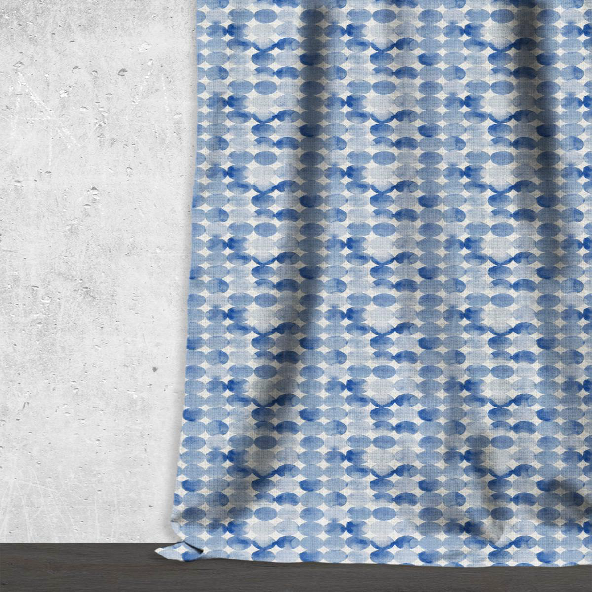 \Qatrah\ Fabric by the Metre (Eggshell White/ Blue)
