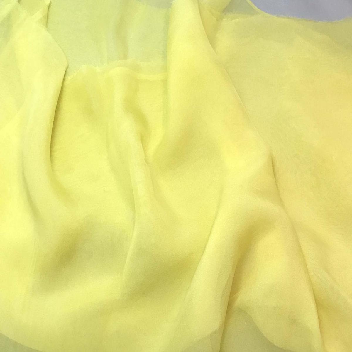Sunshine Yellow - Hand Dyed Soft Silk Organza - 1/3 Yard remnant