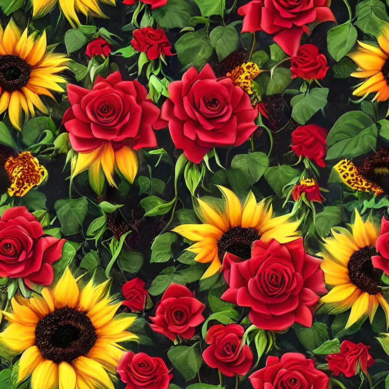 Roses and Sunflowers Fabric