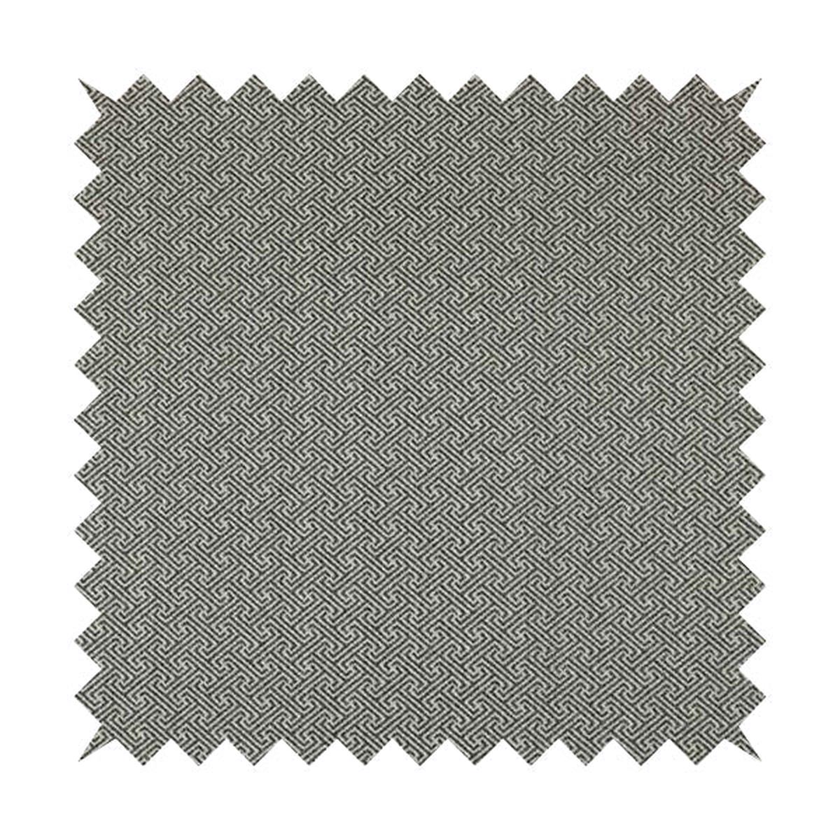 Elemental Collection Geometric Lock Pattern Soft Wool Textured Grey White Colour Upholstery Fabric CTR-118