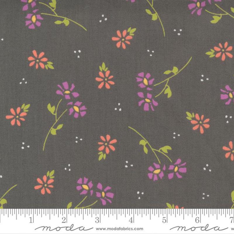 Fabric Moda Charcoal Floral Seashore Drive by the Quarter Yard 37621-20