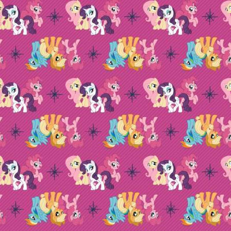 Licensed My Little Pony Friends Magenta Digital Cotton Woven Fabric
