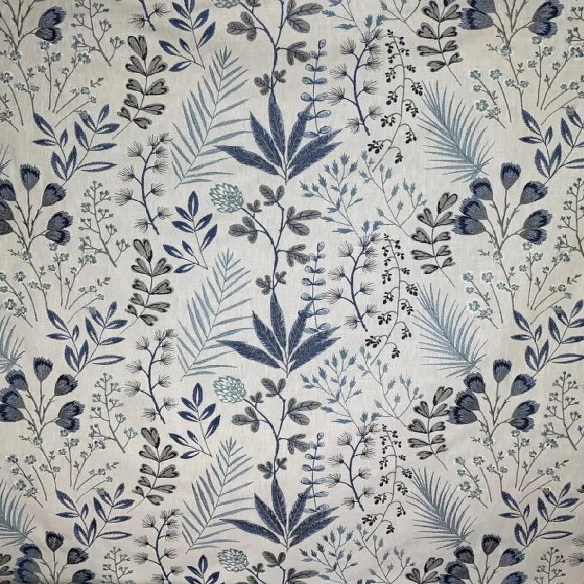 3 Yards ~Stout Textiles Bracken Embroidered Fabric in Denim