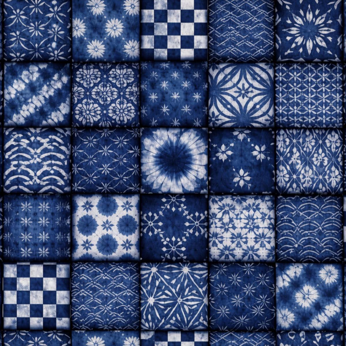 Indigo Shibori Tie Dye Pattern 27 Quilting Cotton Fabric
