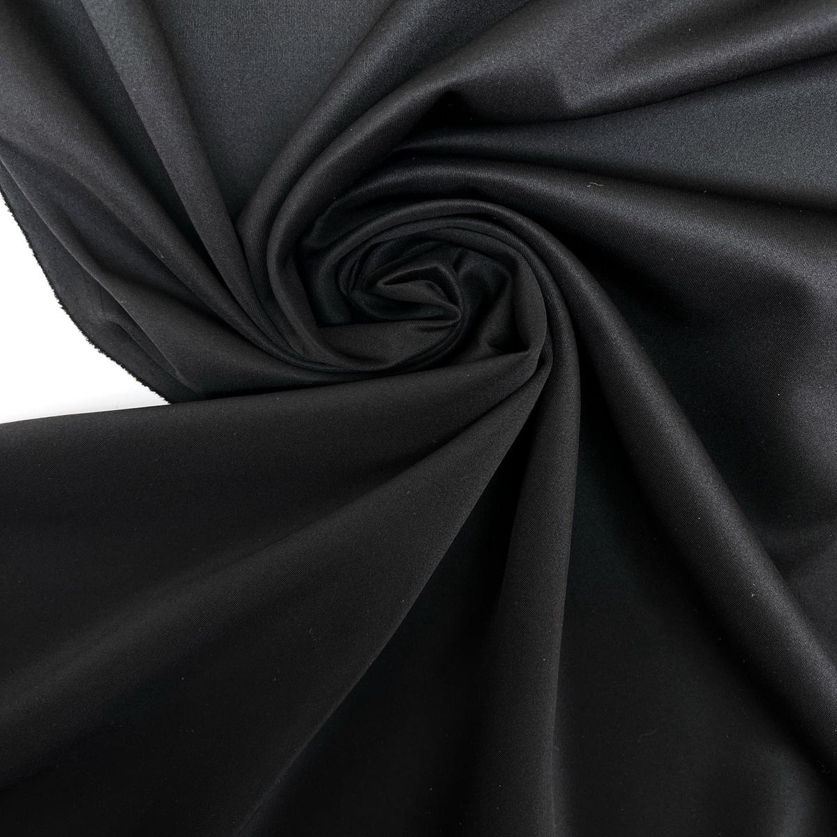 Italian stretch twill suiting fabric - black 255 g/m