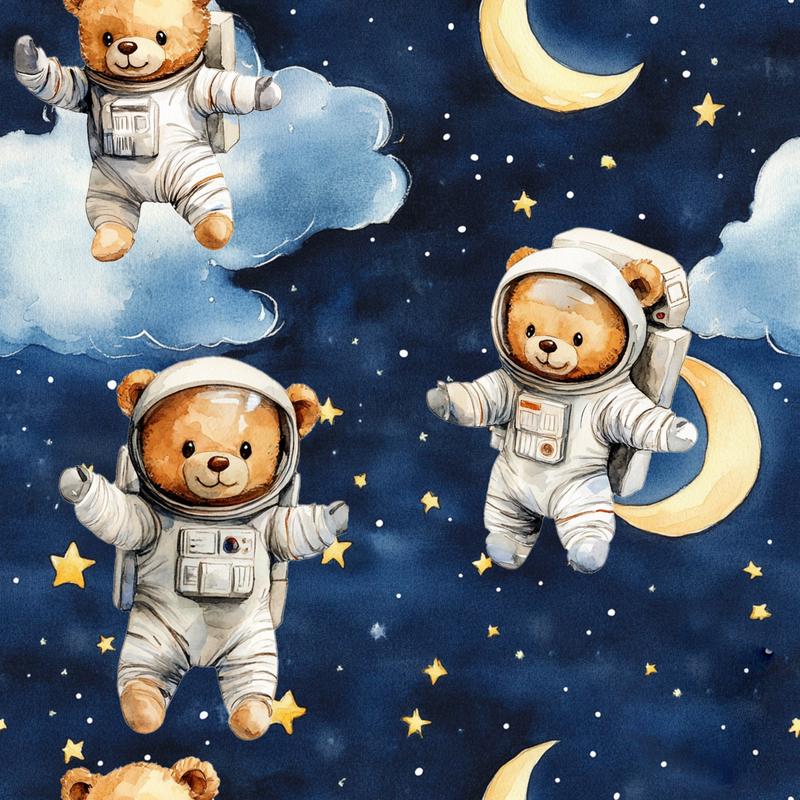 Blue Teddy Bear Baby Boy Pattern 2 Quilting Cotton Fabric