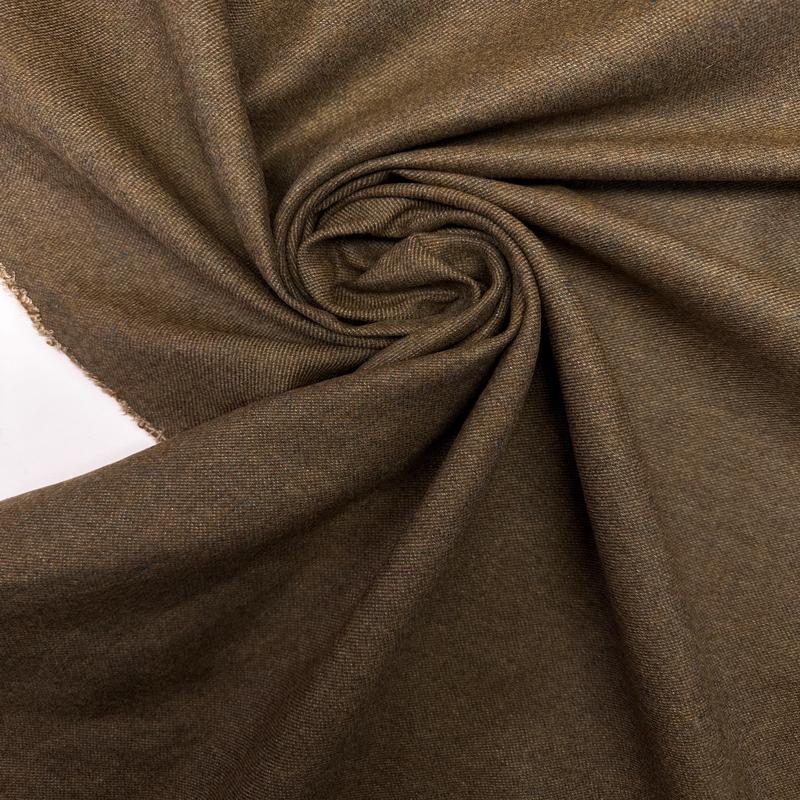 Brown-Green Cotton Wool Polyamid Tweed