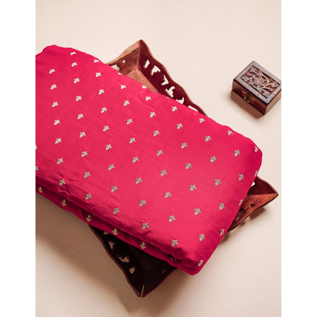 EMBROIDERED SEMI RAW SILK FABRIC