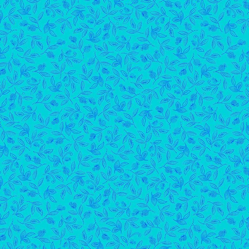 Indigo Garden - Dotted Leaves Teal
